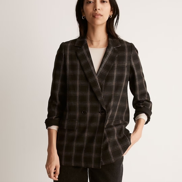 Madewell Caldwell Double-Breasted Blazer in Seaton Plaid - Picture 3 of 12